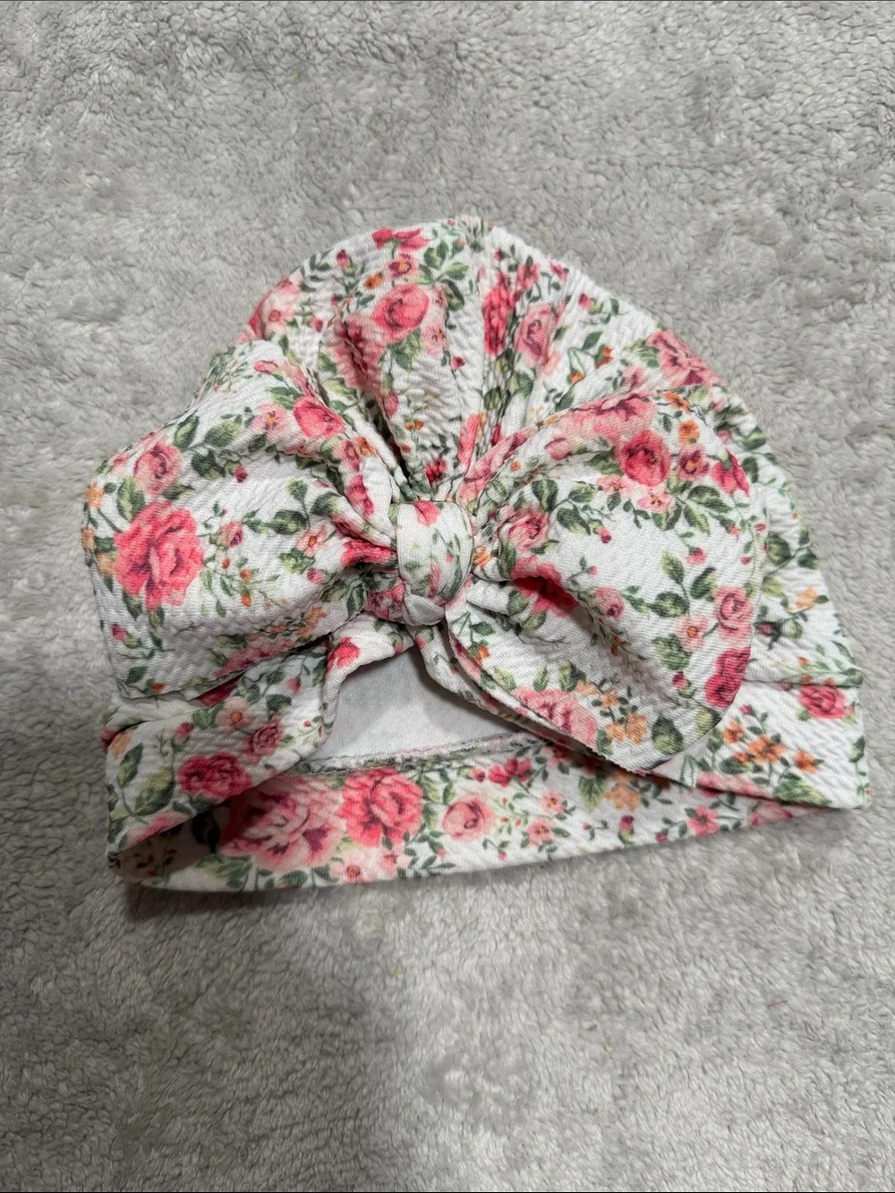 Floral Knot Baby Turban Headwrap - Pink Rose Print
